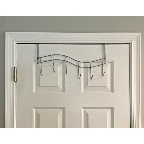 Over The Door 6-Hook Metal Towel and Coat Hanger, Set of 4, 18"L x 8.5"H - Picture 2 of 8